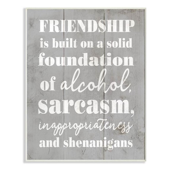 Stupell Industries Friendship Shenanigans Funny Family Grey Word Design Wall Plaque by Daphne Polselli