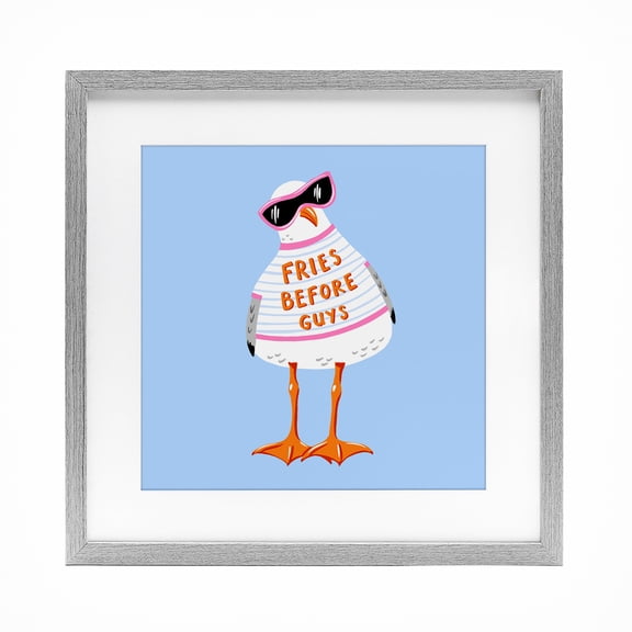 Stupell Industries Fries Before Guys Seagull Gray Framed Print Under Glass design by Bex Morley Design, 16 x 16
