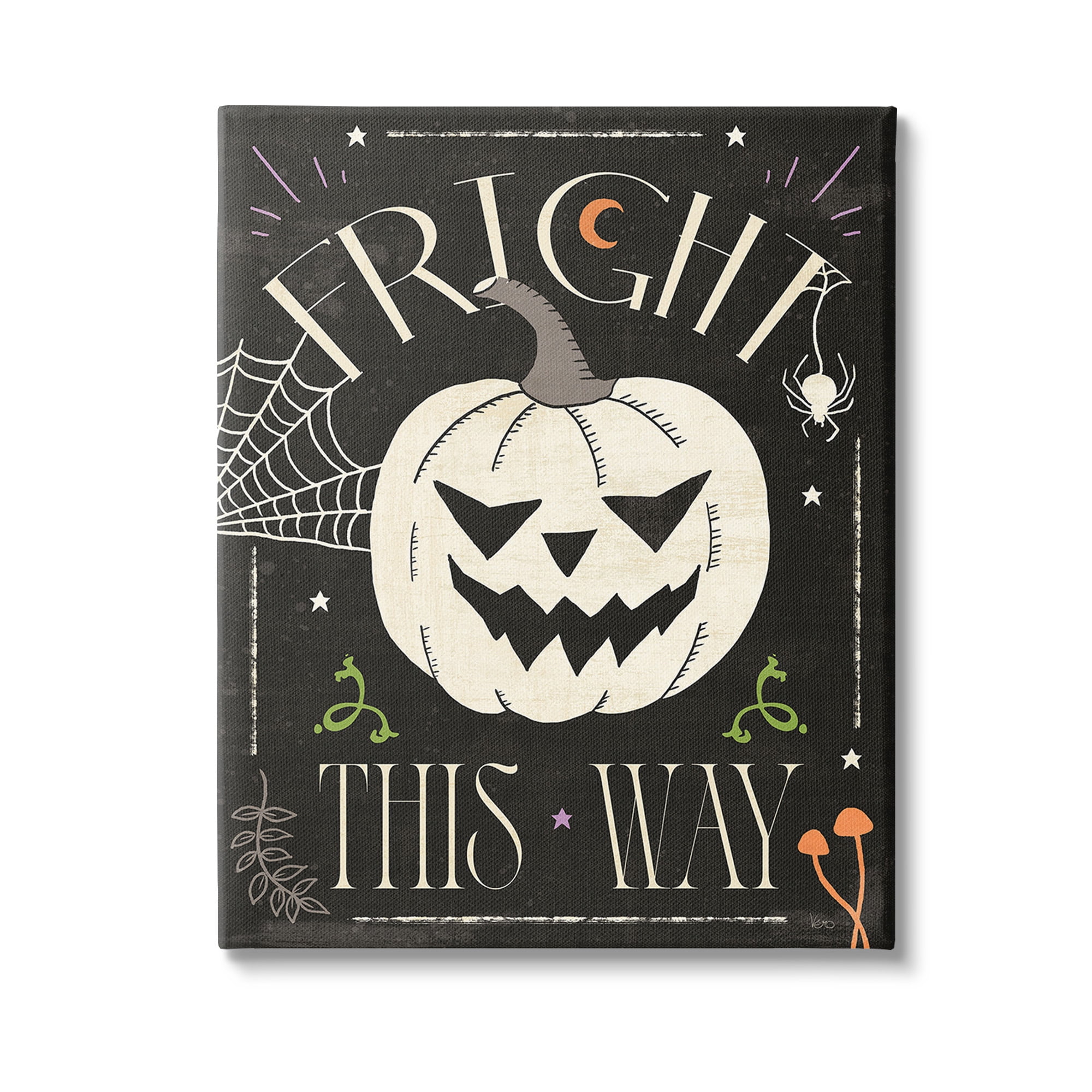 Stupell Industries Fright This Way Phrase Holiday Painting Gallery Wrapped Canvas Art Print Wall Art, 36 x 48