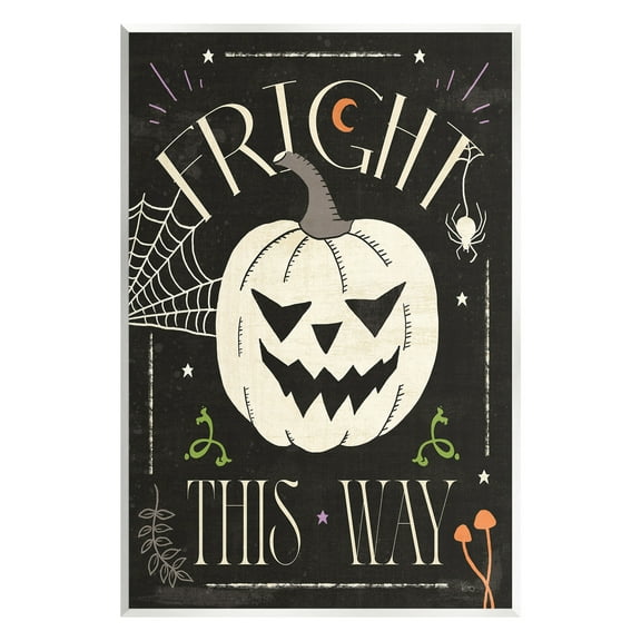 Stupell Industries Fright This Way Phrase Holiday Painting Unframed Art Print Wall Art, 10 x 15