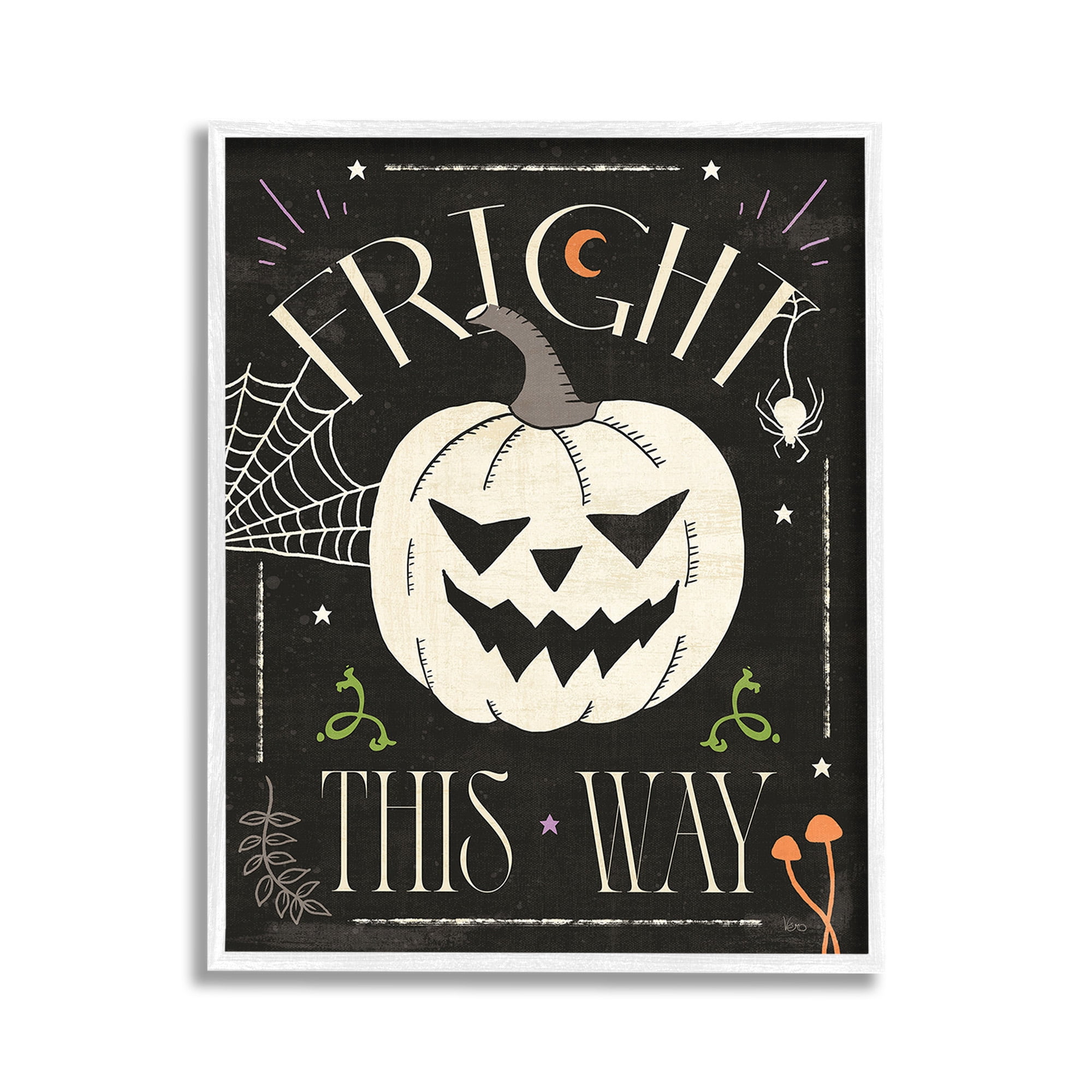 Stupell Industries Fright This Way Phrase Holiday Painting White Framed Art Print Wall Art, 11 x 14