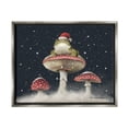 thumbnail image 1 of Stupell Industries Frog In Santa Hat Snowy Mushrooms Holiday Painting Gray Floater Framed Art Print Wall Art, 1 of 6