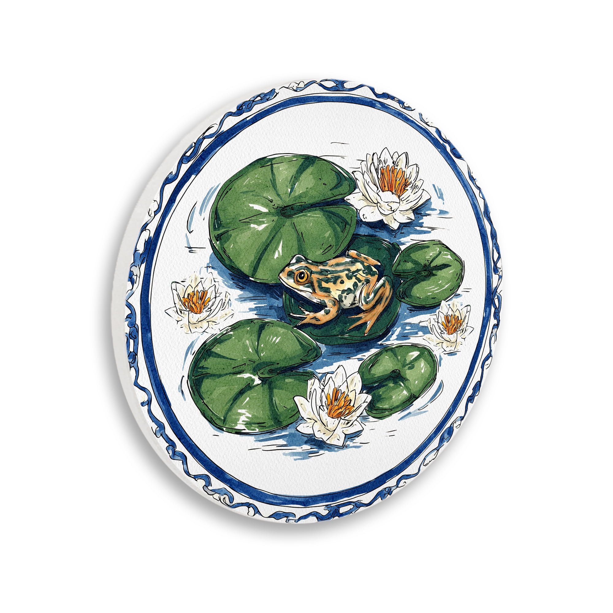 Stupell Industries Frog On Lily Pad Circular Wall Plaque, design by Yen