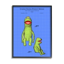 Stupell Industries Frog Puppet Character Blueprint Graphic Art Black Framed Art Print Wall Art, Design by Karl Hronek