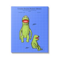 Stupell Industries Frog Puppet Character Blueprint Graphic Art Gallery Wrapped Canvas Print Wall Art, Design by Karl Hronek
