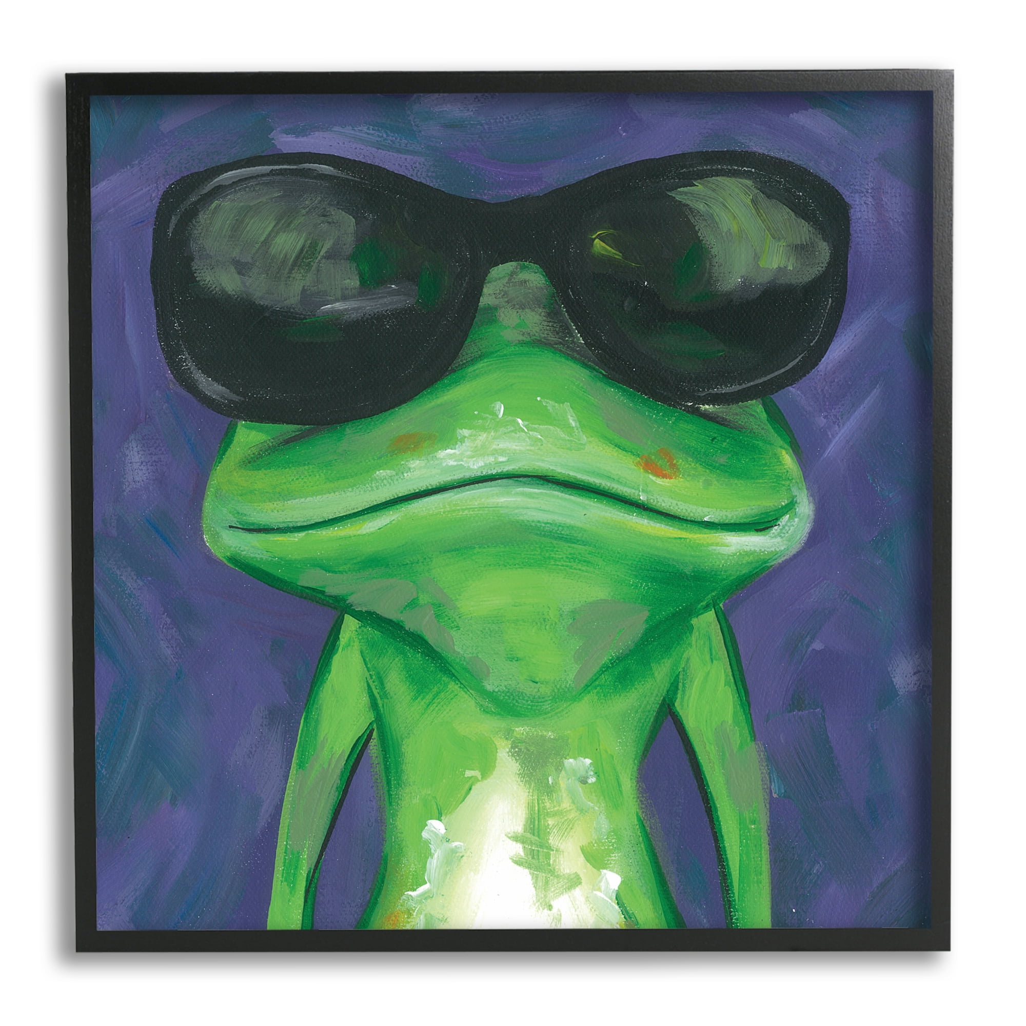 Stupell Industries Frog Wearing Sunglasses Painting Animals & Insects Painting Black Framed Art Print Wall Art