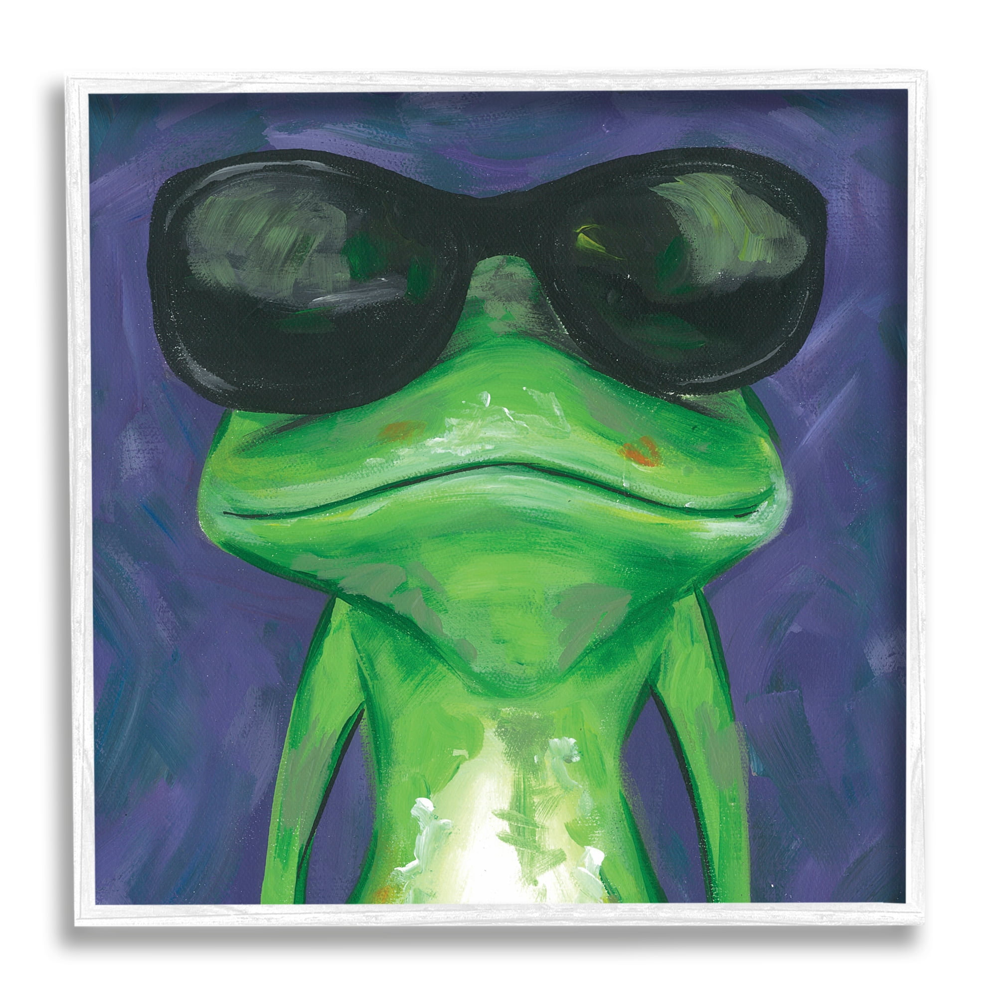 Stupell Industries Frog Wearing Sunglasses Painting Animals & Insects Painting White Framed Art Print Wall Art
