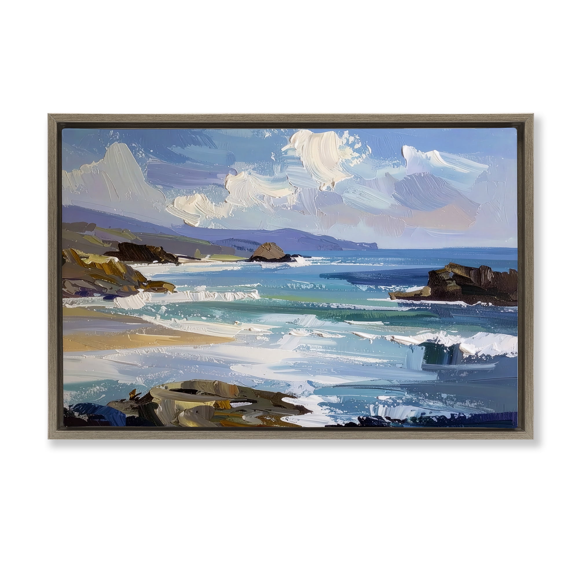 Stupell Industries From Sky To Sea Brown Framed Floater Canvas Wall Art, design by Alonza Saunders