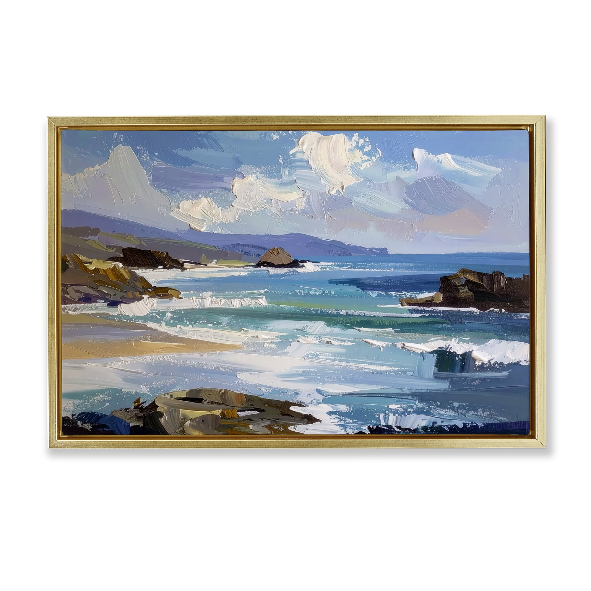 Stupell Industries From Sky To Sea Gold Framed Floater Canvas Wall Art, design by Alonza Saunders