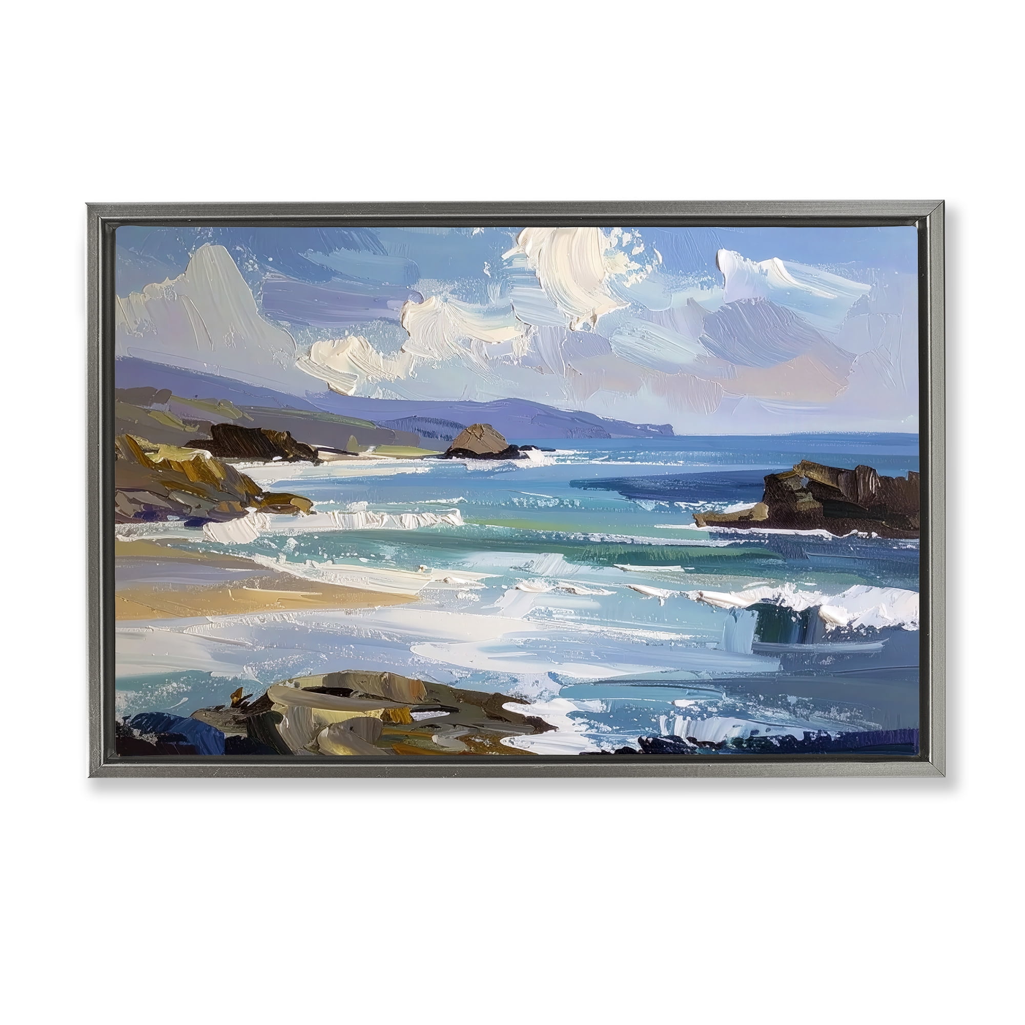 Stupell Industries From Sky To Sea Gray Framed Floater Canvas Wall Art, design by Alonza Saunders