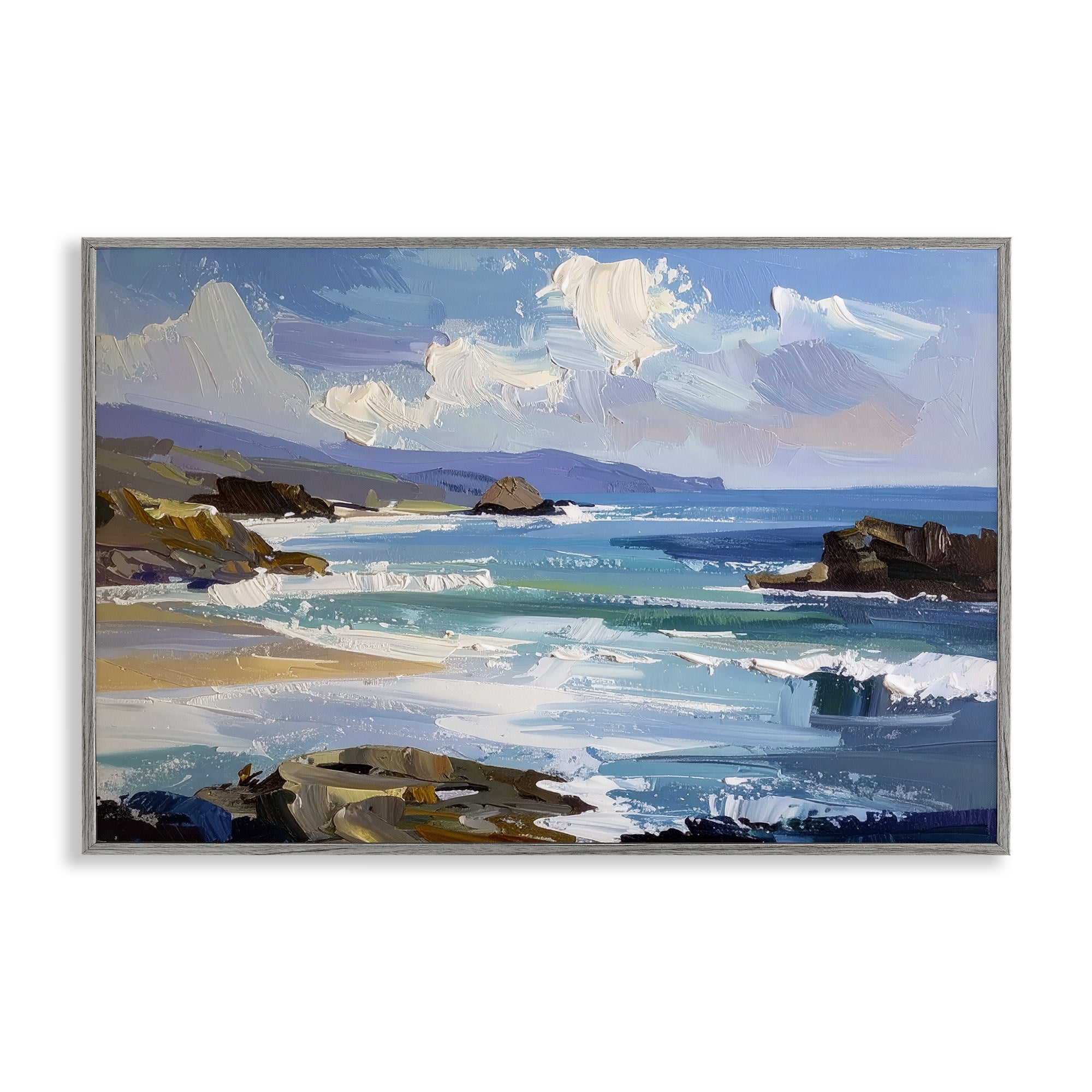 Stupell Industries From Sky To Sea Gray Framed Giclee Art, design by Alonza Saunders