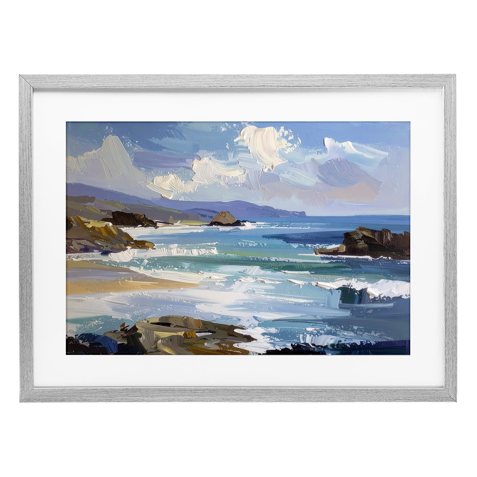 Stupell Industries From Sky To Sea Gray Framed Print Under Glass, design by Alonza Saunders