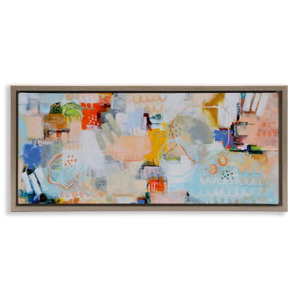 Stupell Industries From The Heavens Abstract Brown Framed Floater Canvas Wall Art design by Katherine Irvin, 11 x 25