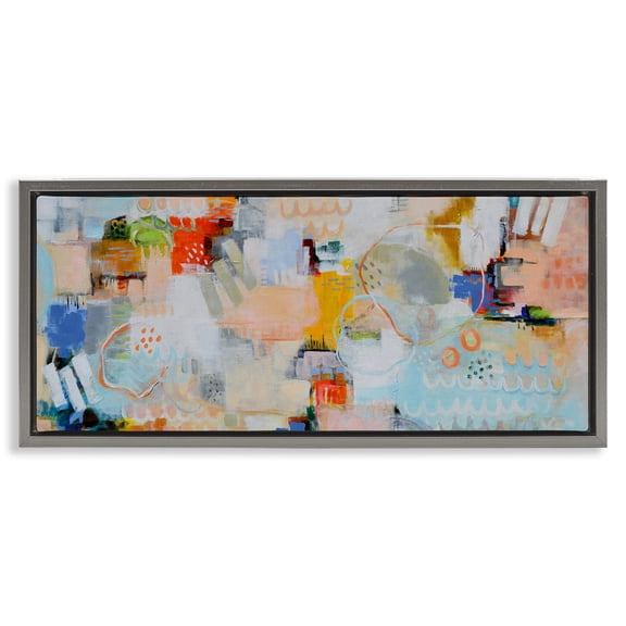 Stupell Industries From The Heavens Abstract Gray Framed Floater Canvas Wall Art design by Katherine Irvin, 11 x 25