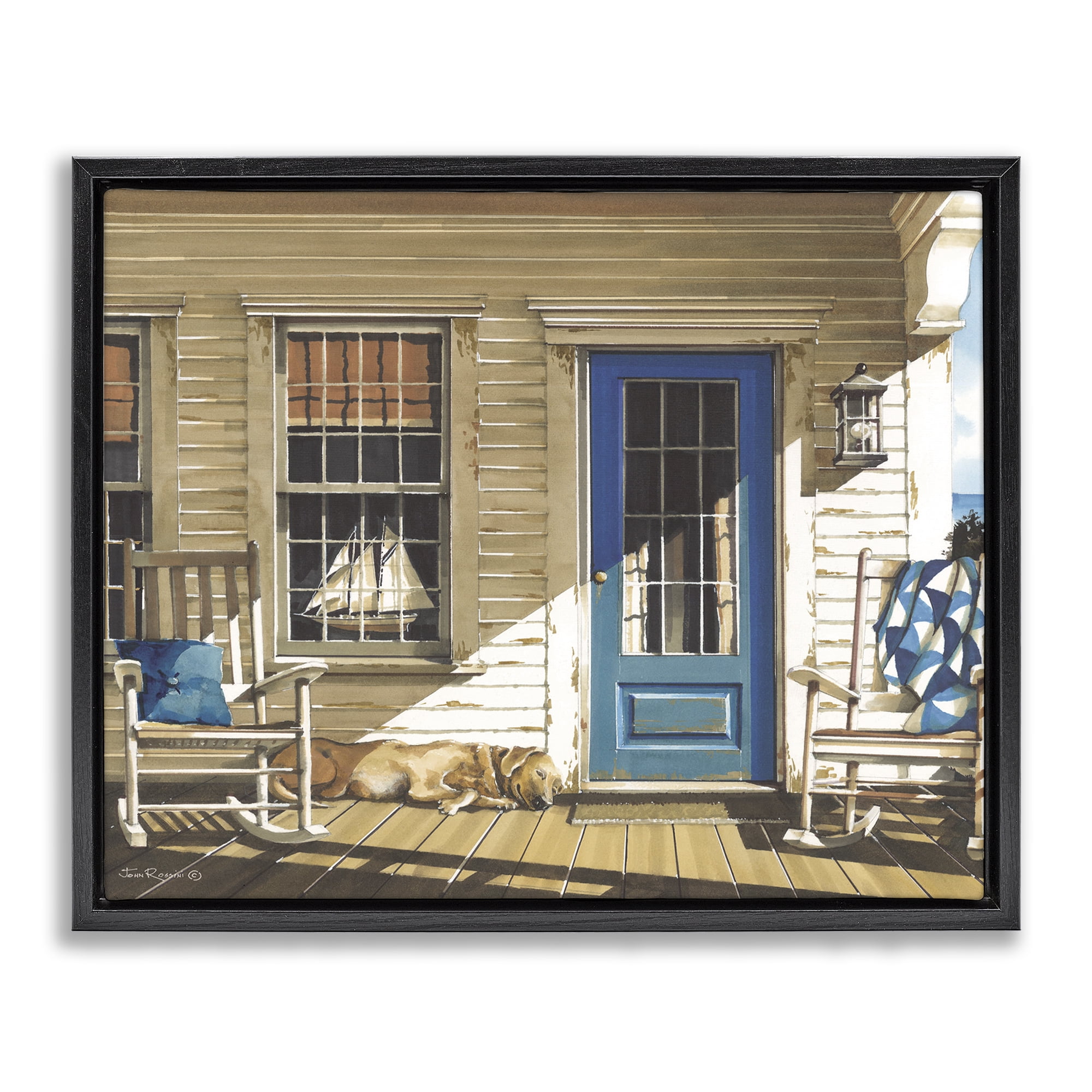 Stupell Industries Front Porch Gathering Black Framed Floater Canvas Wall Art, design by John Rossini