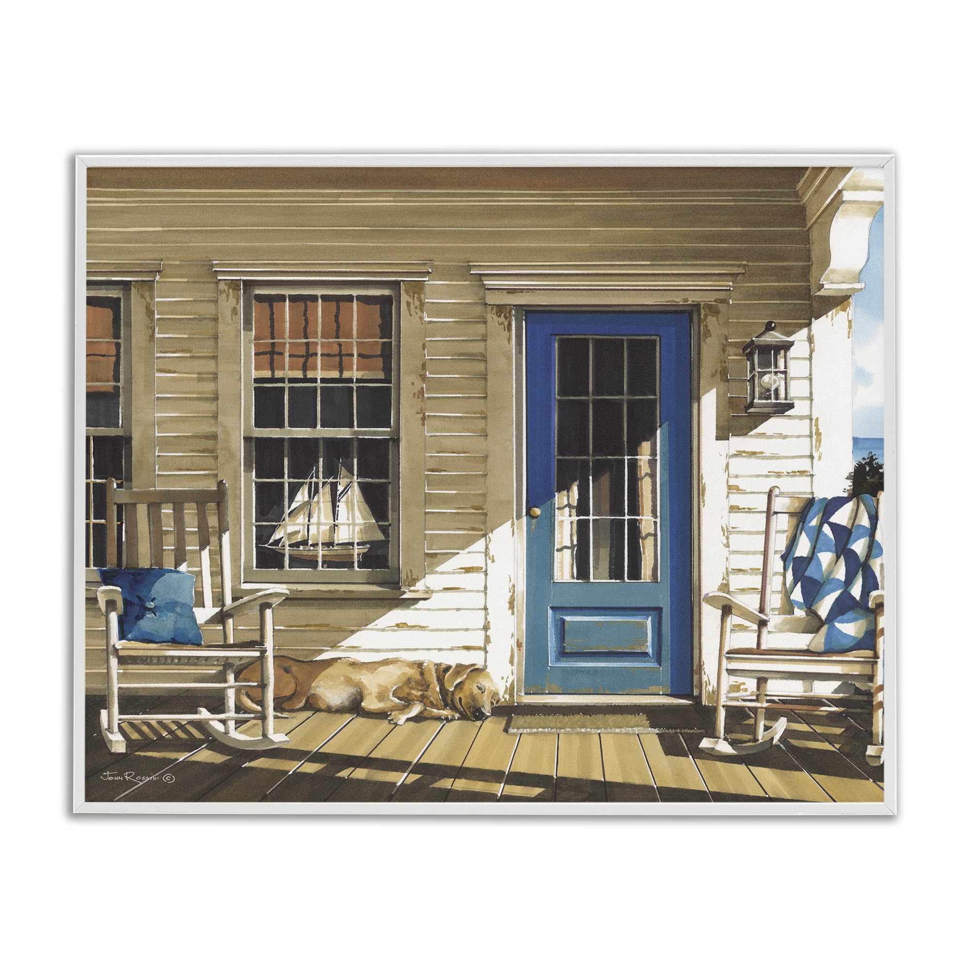Stupell Industries Front Porch Gathering White Framed Giclee Art, design by John Rossini