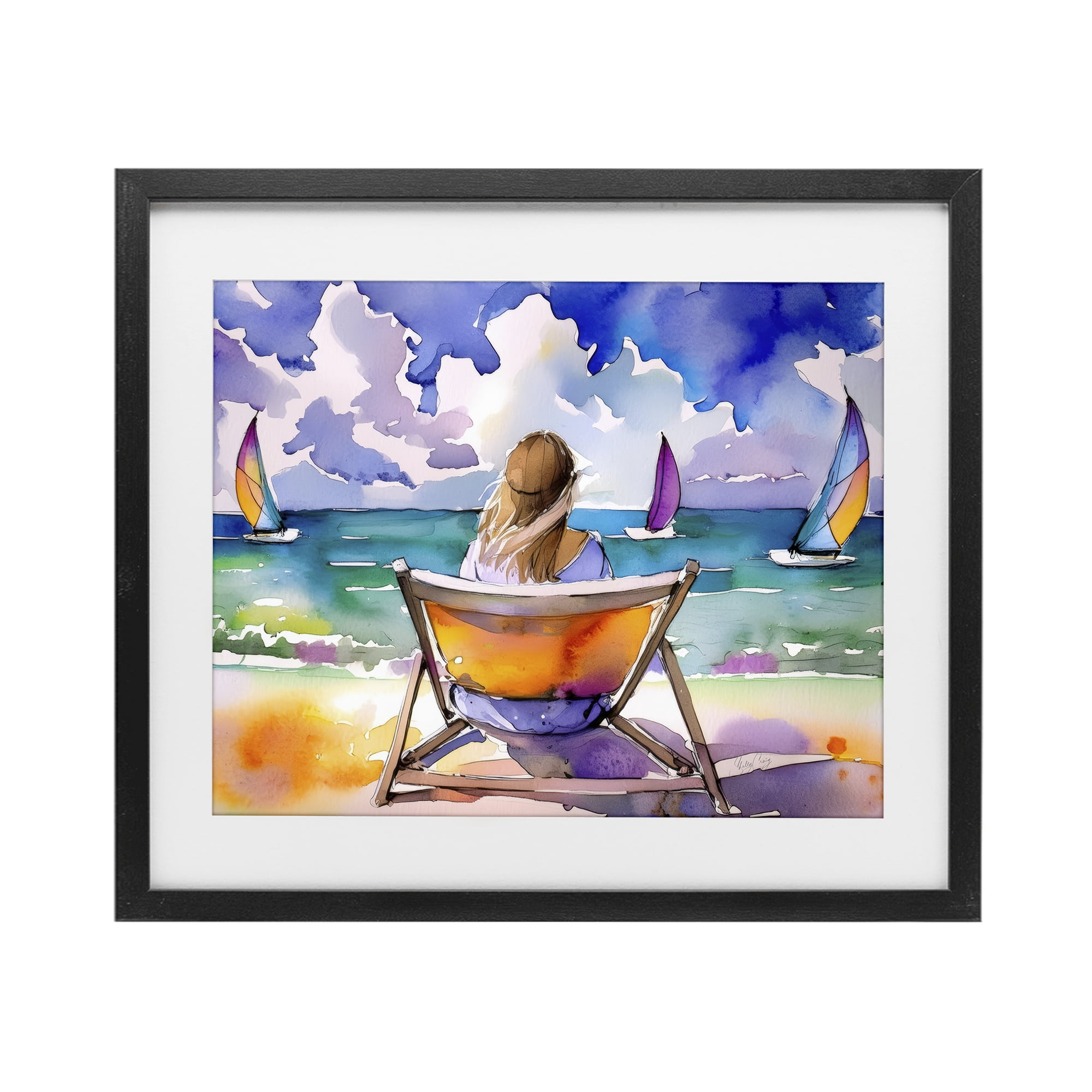 Stupell Industries Front Row to Paradise Black Framed Print Under Glass, design by Shelly Craig