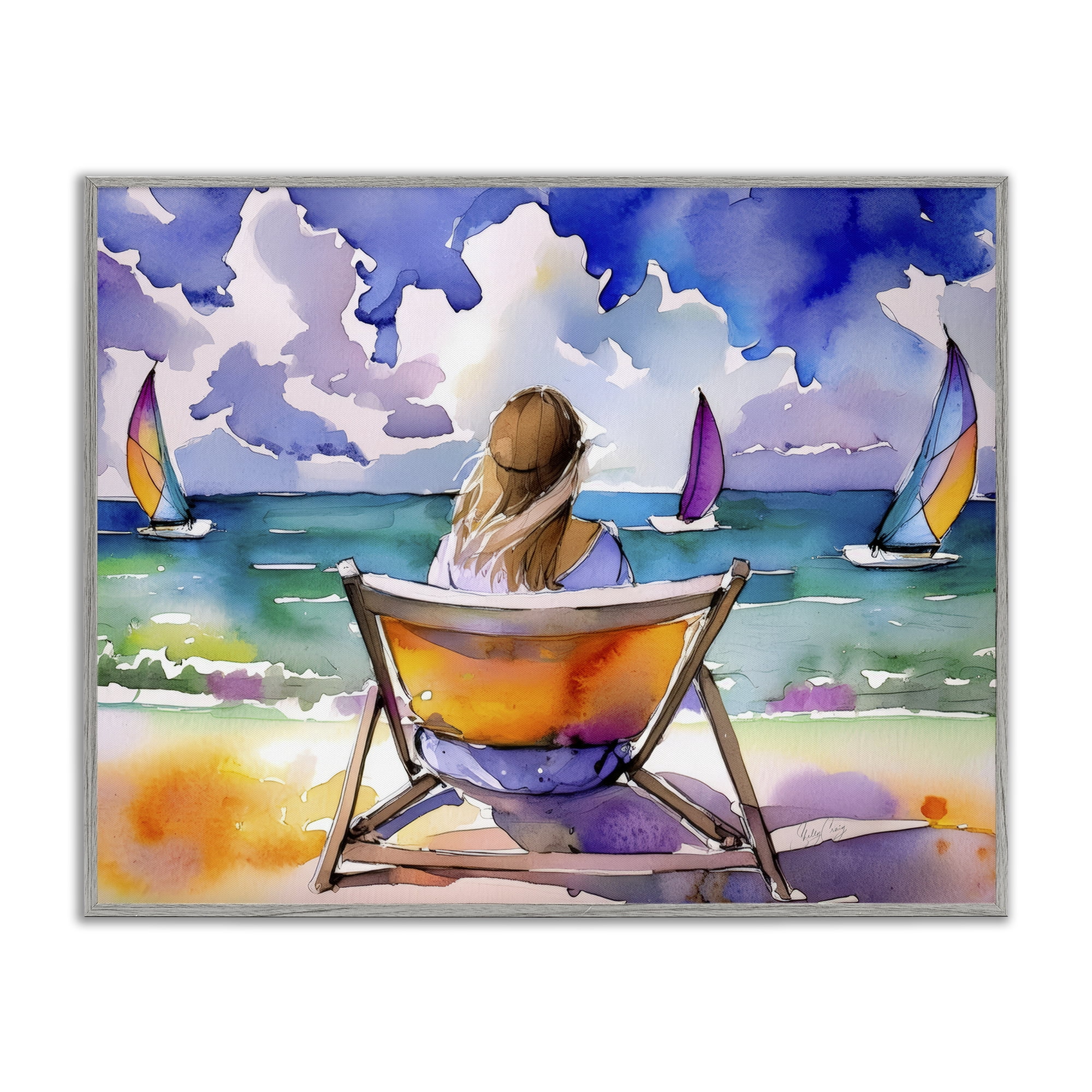 Stupell Industries Front Row to Paradise Gray Framed Giclee Art, design by Shelly Craig