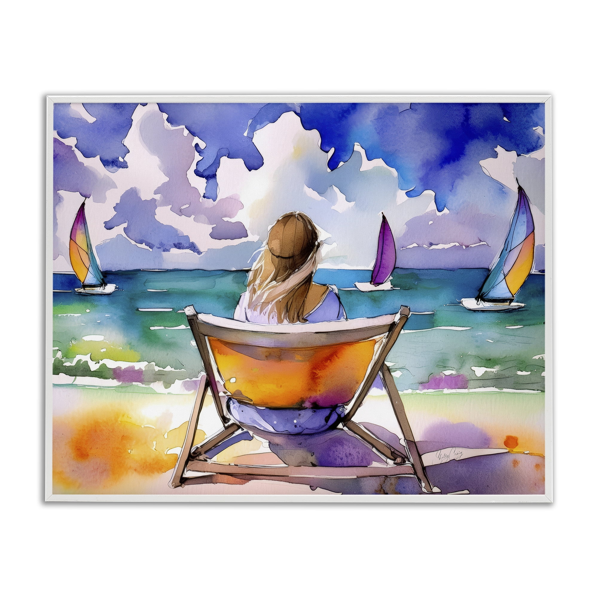 Stupell Industries Front Row to Paradise White Framed Giclee Art, design by Shelly Craig