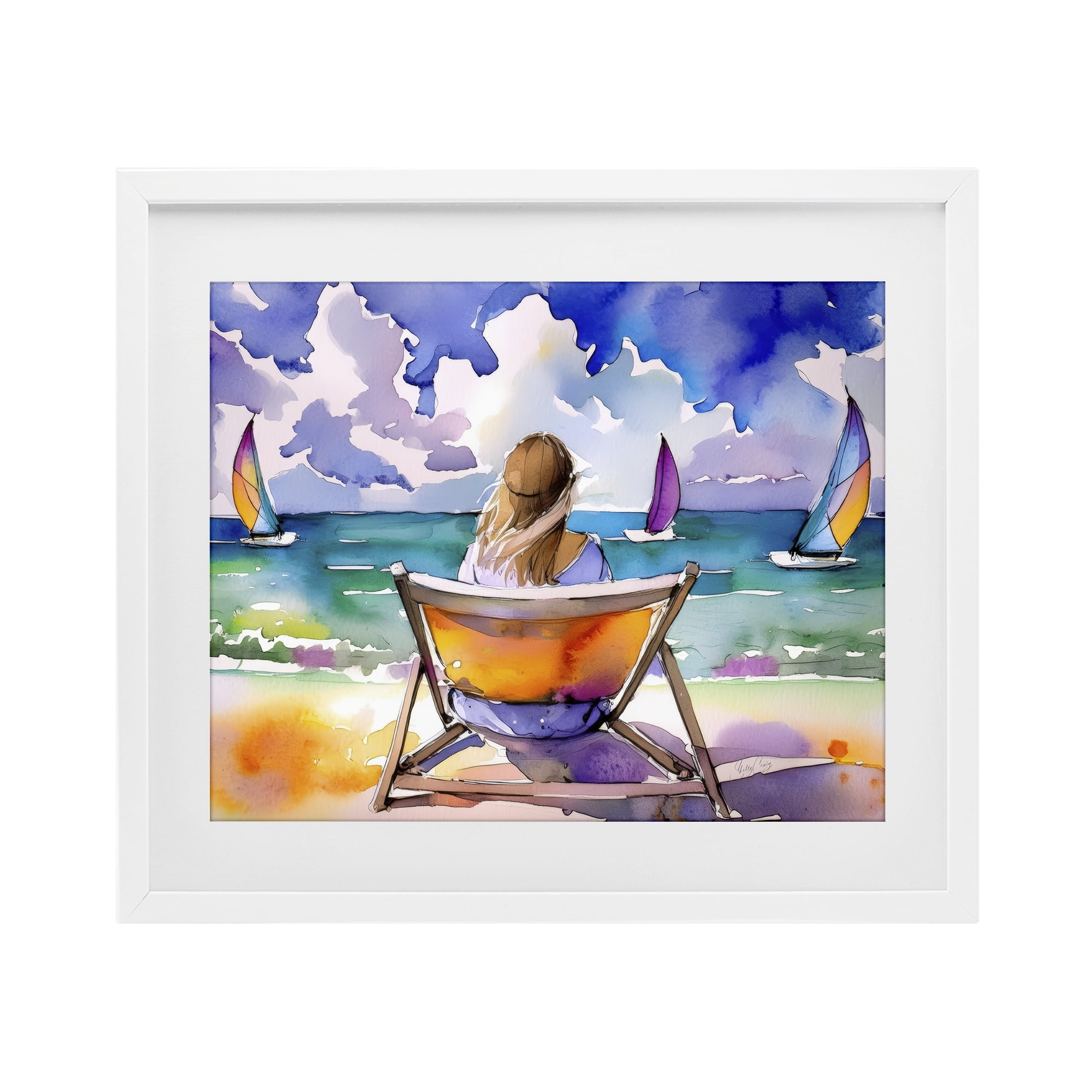 Stupell Industries Front Row to Paradise White Framed Print Under Glass, design by Shelly Craig
