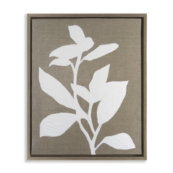 Stupell Industries Frosted Linen Floral Brown Framed Floater Canvas Wall Art design by Vanna Lam, 31 x 25