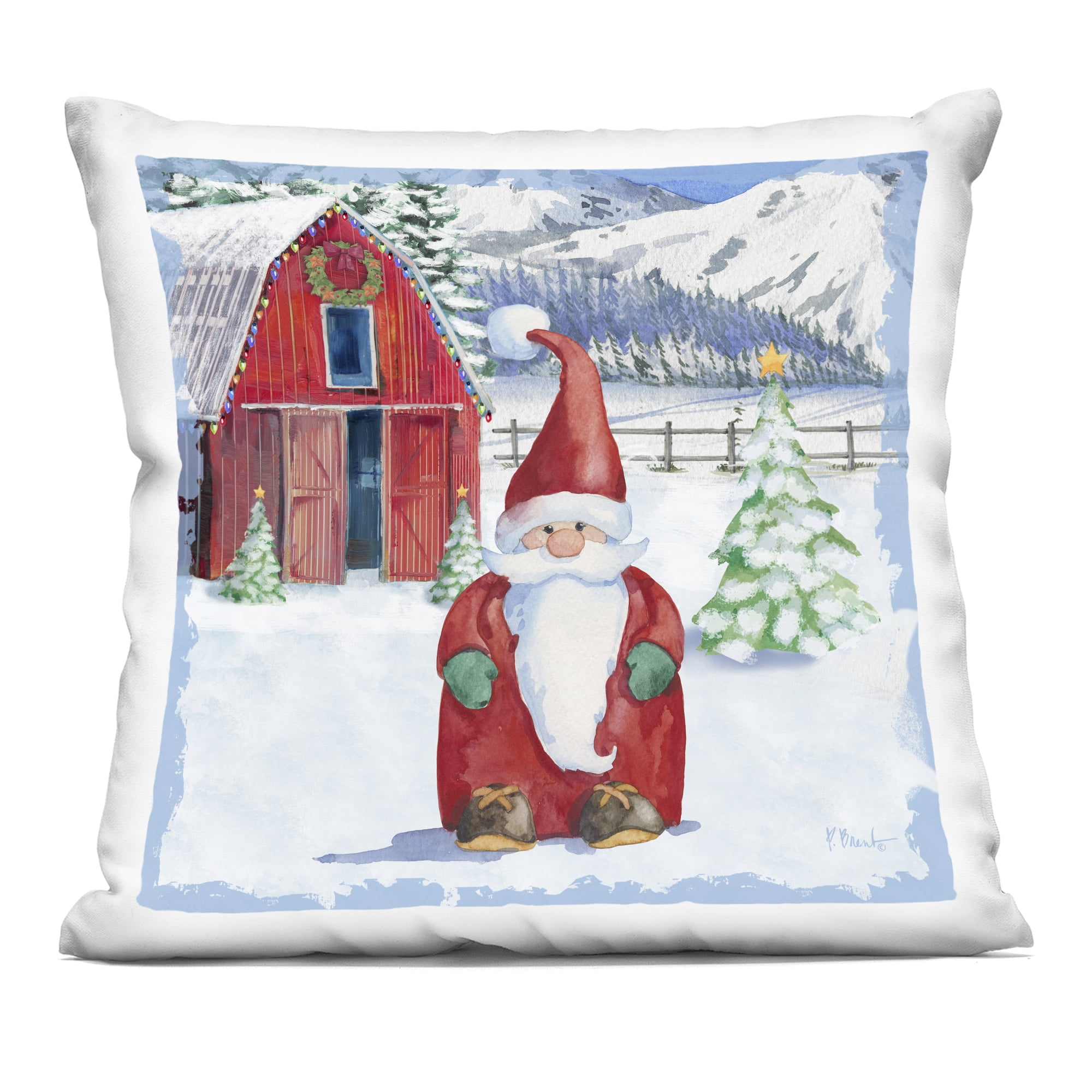 Stupell Industries Frosty Barn & Gnome Decorative Printed Throw Pillow, design by Paul Brent