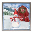 thumbnail image 1 of Stupell Industries Farmhouse Frosty Barn Snowman Gray Floating Frame Canvas Art, 18 x 18, by Paul Brent, 1 of 8