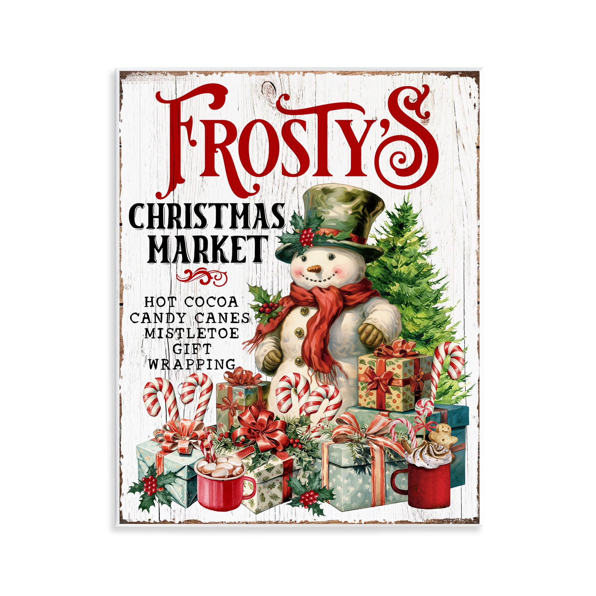 Stupell Industries Frosty's Christmas Market Holiday Painting Unframed Art Prints Wall Art, 11 x 14
