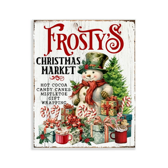 Stupell Industries Frosty's Christmas Market Holiday Painting Unframed Art Prints Wall Art, 11 x 14