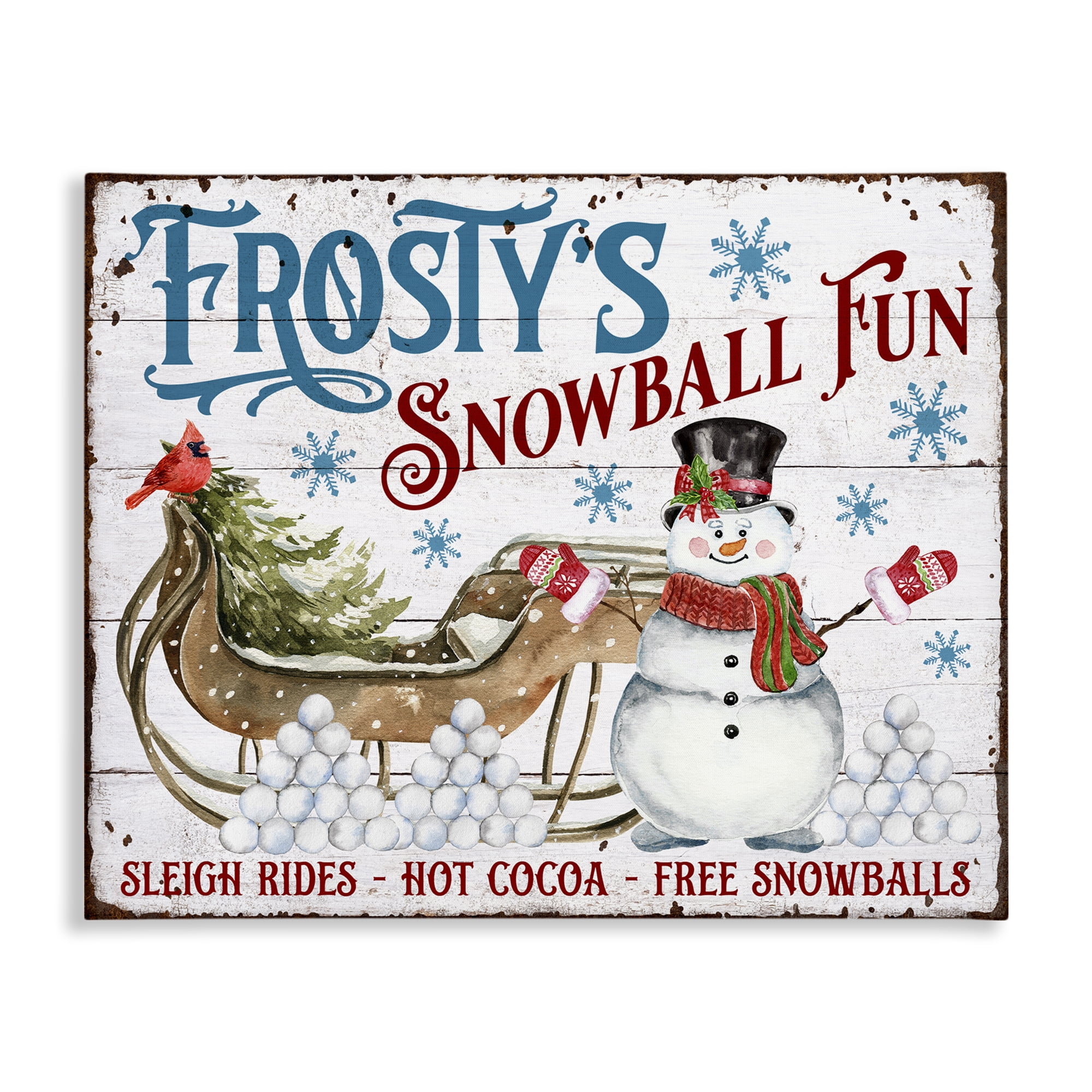 Stupell Industries Frosty's Snowball Fun Holiday Painting Gallery Wrapped Canvas Art Prints Wall Art, 30 x 24