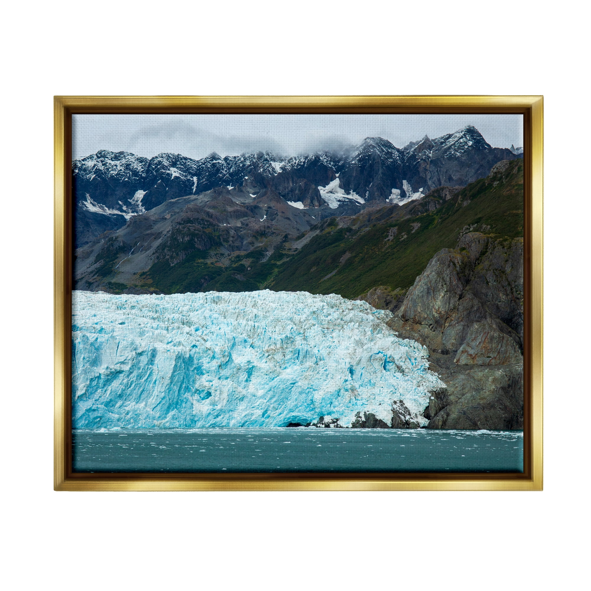 Stupell Industries Frozen Glacier Photography Nature Photography Gold Floater Framed Canvas Art Print Wall Art, 31 x 25