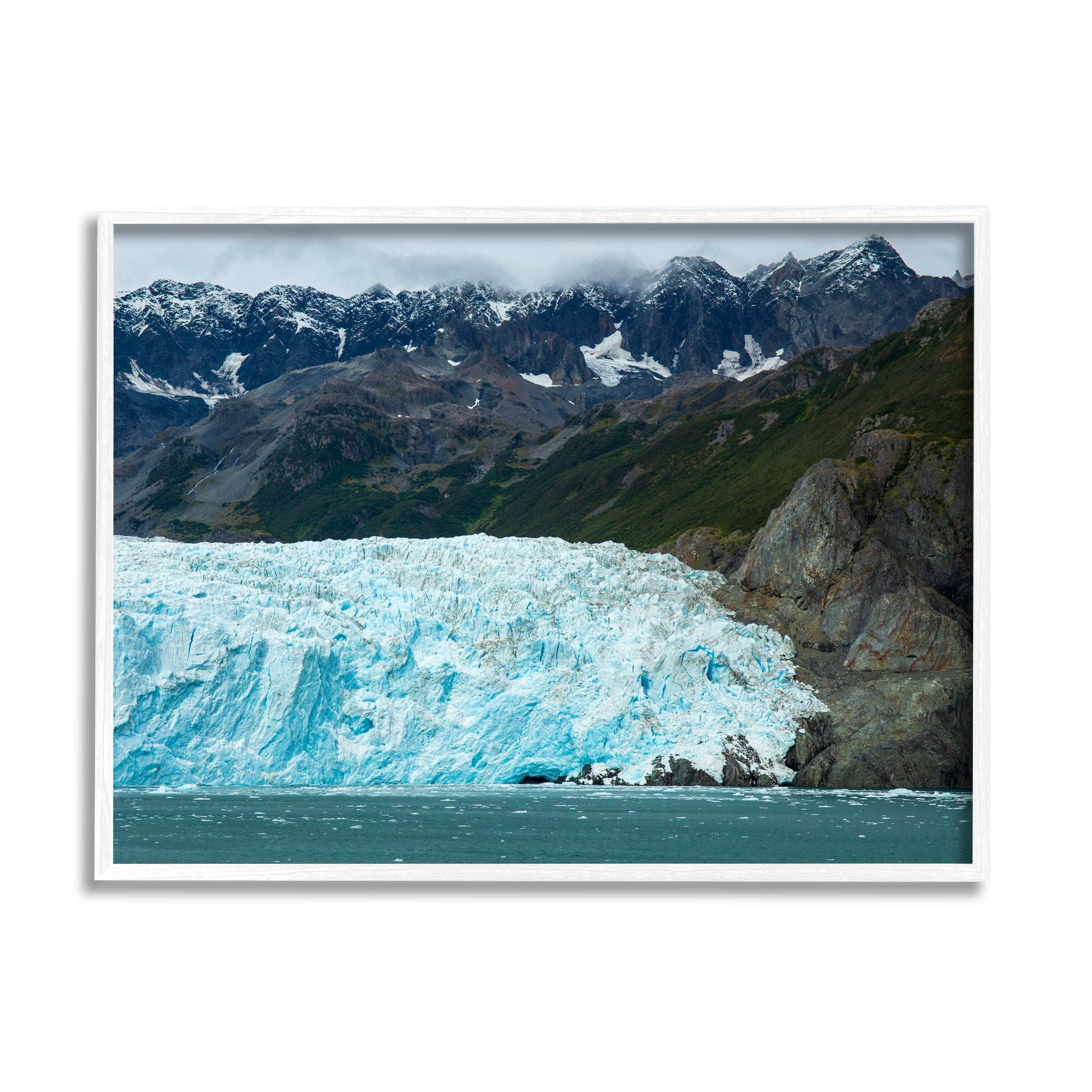 Stupell Industries Frozen Glacier Photography Nature Photography White Framed Art Print Wall Art, 14 x 11