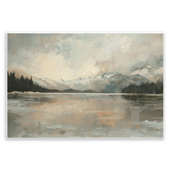 Stupell Industries Frozen Lake Landscape Landscape & Nature Painting Unframed Art Print Wall Art, 15 x 10