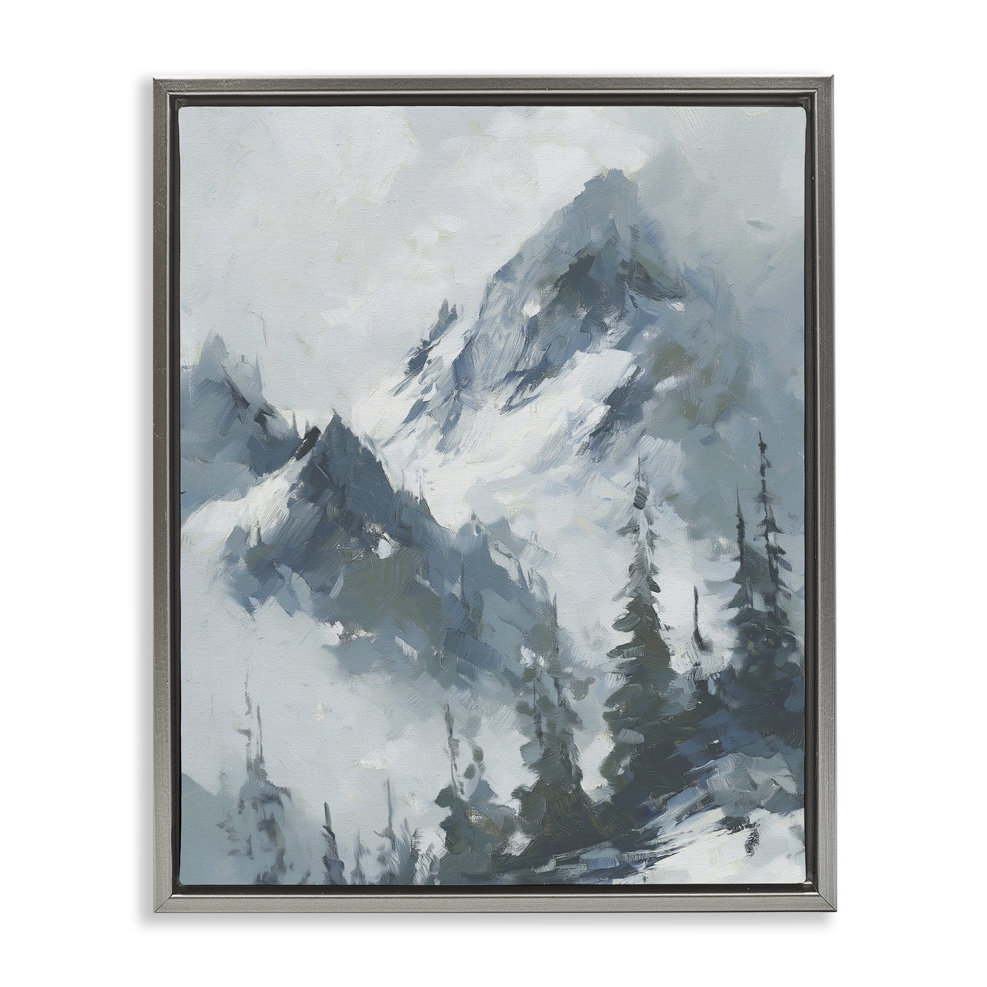 Stupell Industries Frozen Majesty Mountains Gray Framed Floater Canvas Wall Art, design by Svetlana Aleynikova