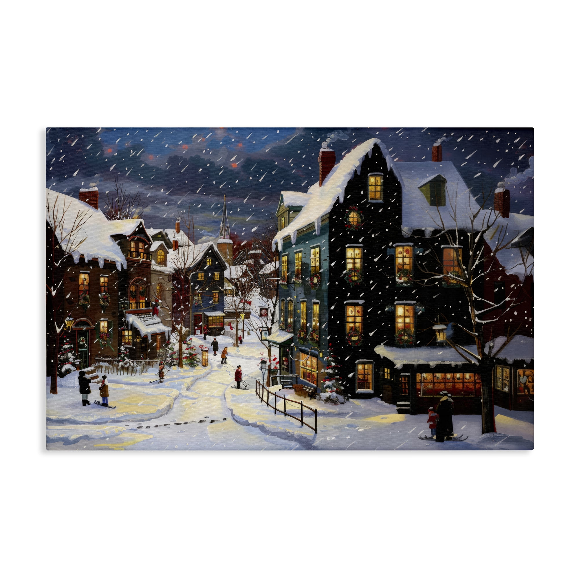 Stupell Industries Frozen Urban Charm Town & City Painting Gallery Wrapped Canvas Art Prints Wall Art, 30 x 20
