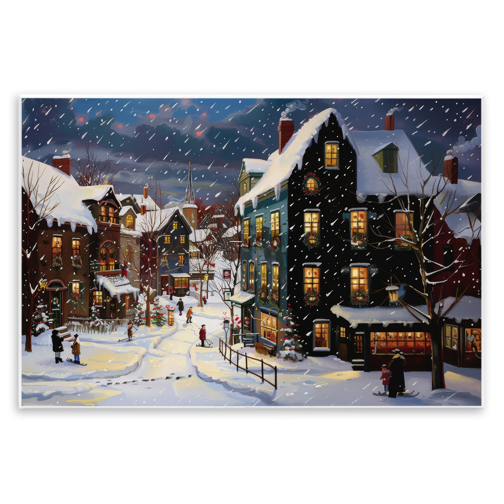 Stupell Industries Frozen Urban Charm Town & City Painting Unframed Art Prints Wall Art, 19 x 13