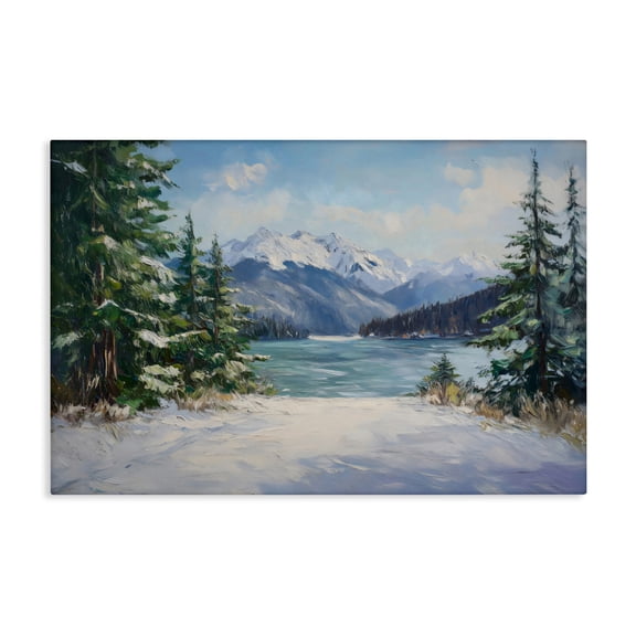 Frozen Winter Lake Canvas Art, 24 x 16, Made In USA