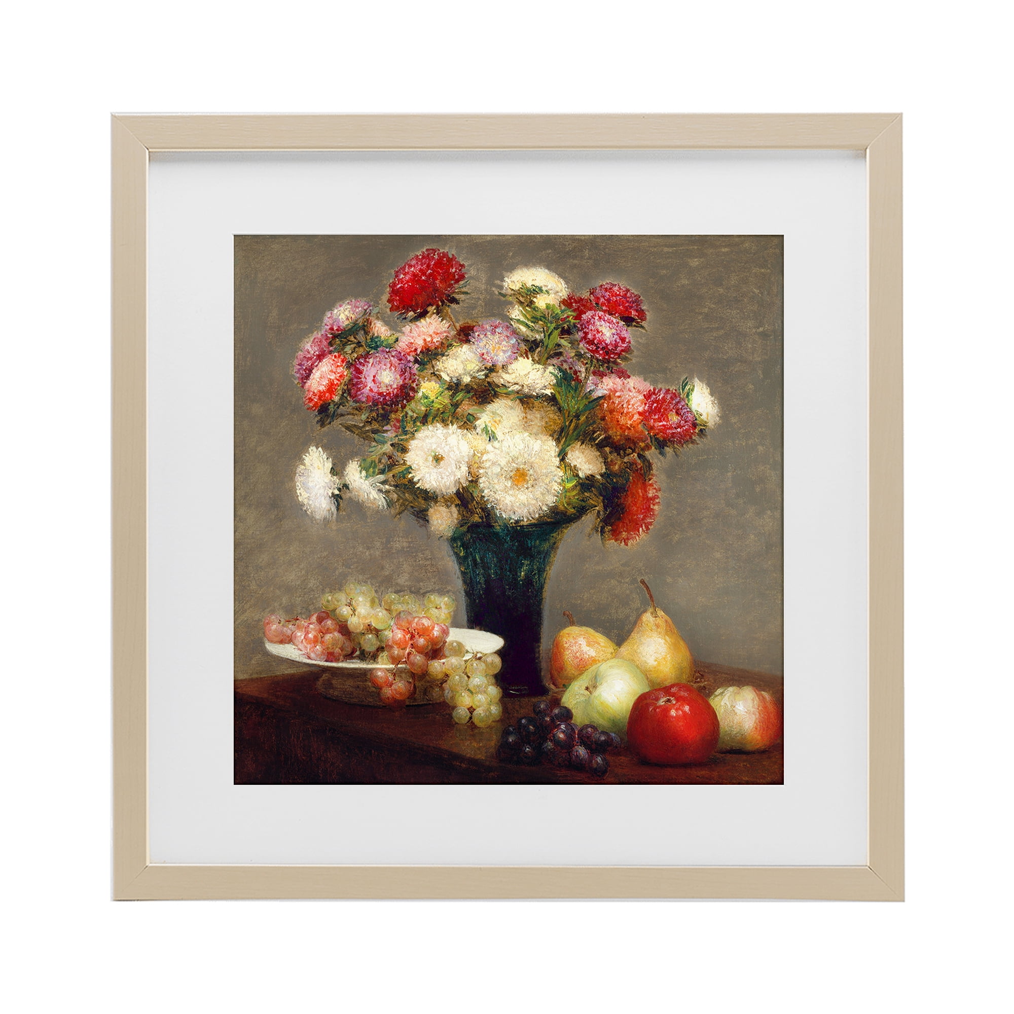 Stupell Industries Fruit & Asters Still Life Birch Framed Print Under Glass, design by CAD Designs