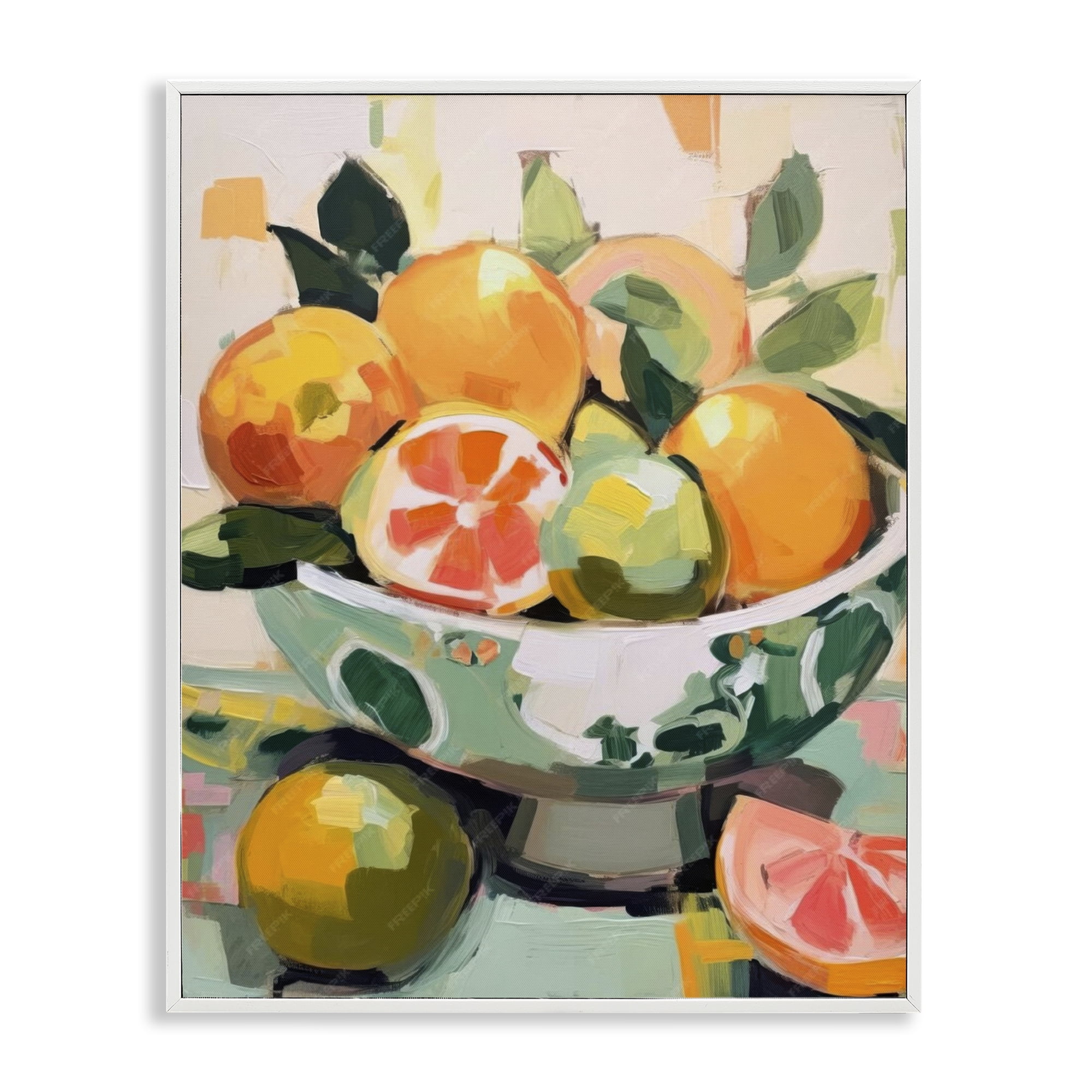 Stupell Industries Fruit Basket Abstraction Food & Beverage Painting White Framed Art Print Wall Art, 16 x 20