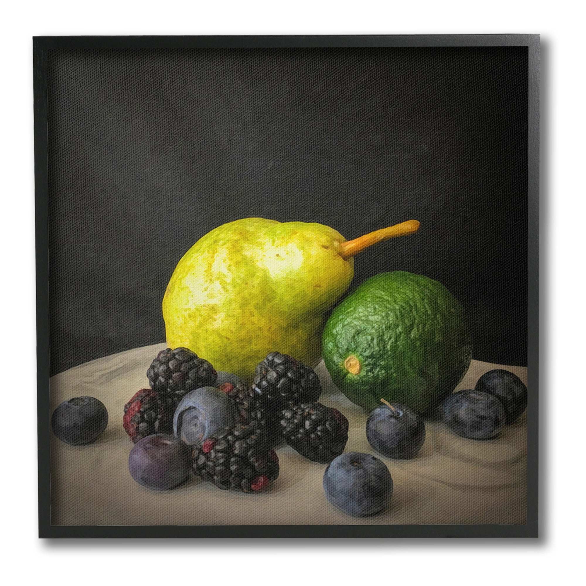 Stupell Industries Fruit & Berries Still Life Food & Beverage Painting Black Framed Art Print Wall Art, 17 x 17