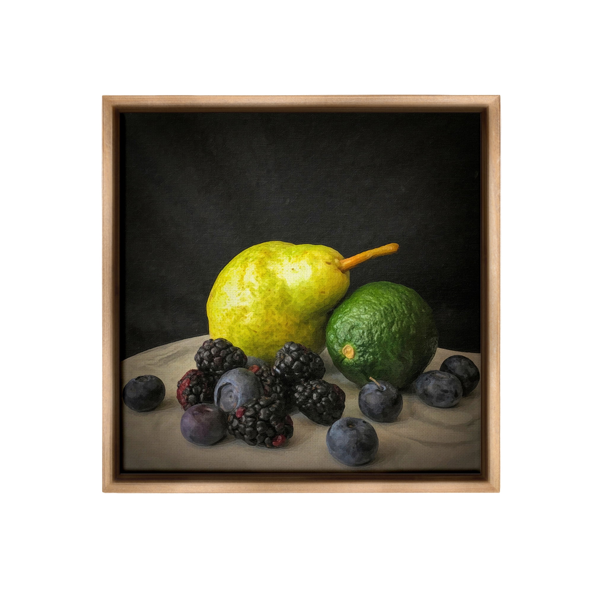 Stupell Industries Fruit & Berries Still Life Food & Beverage Painting Brown Floater Framed Canvas Art Print Wall Art, 25 x 25