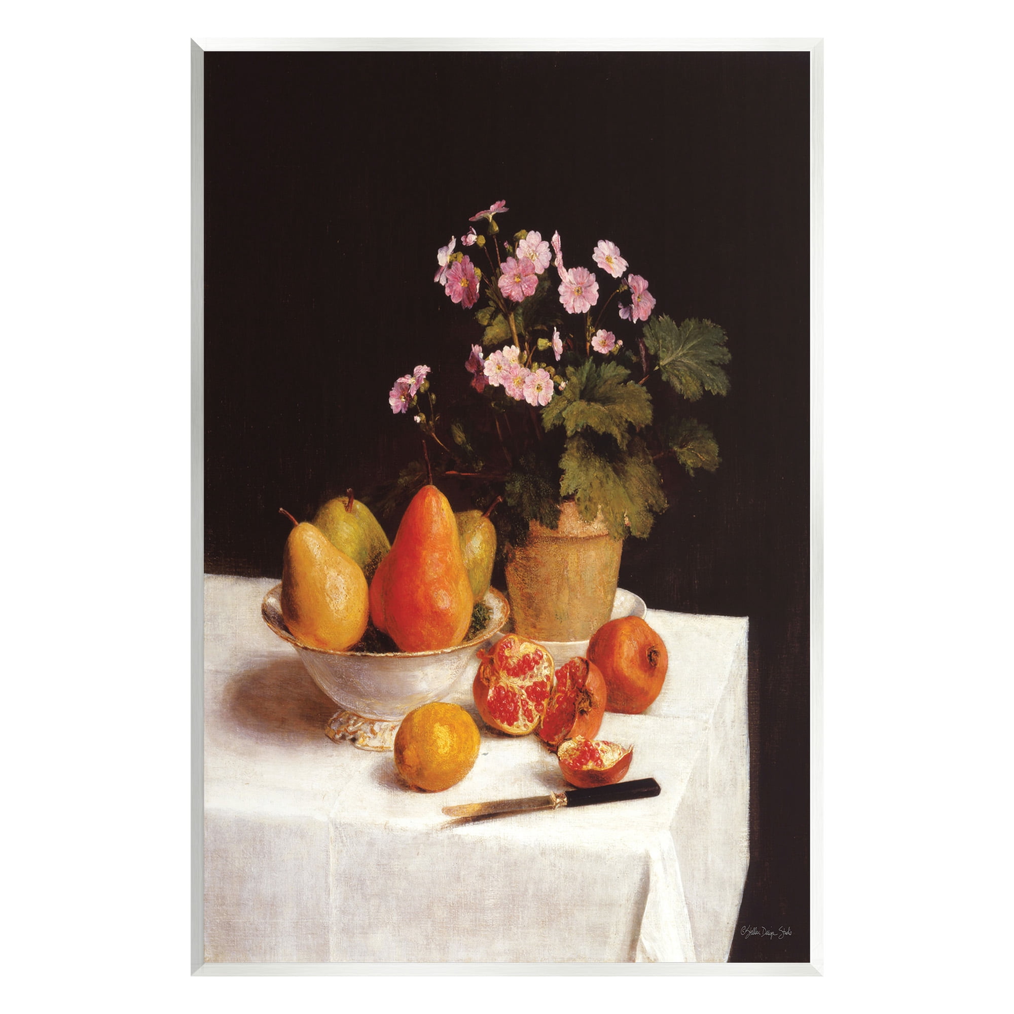 Stupell Industries Fruit & Bouquet Still Life Food & Beverage Painting Unframed Art Print Wall Art, 10 x 15