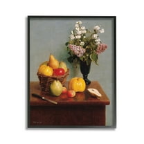 Stupell Industries Fruit & Flowers Still Life Food & Beverage Painting Black Framed Art Print Wall Art, 11 x 14