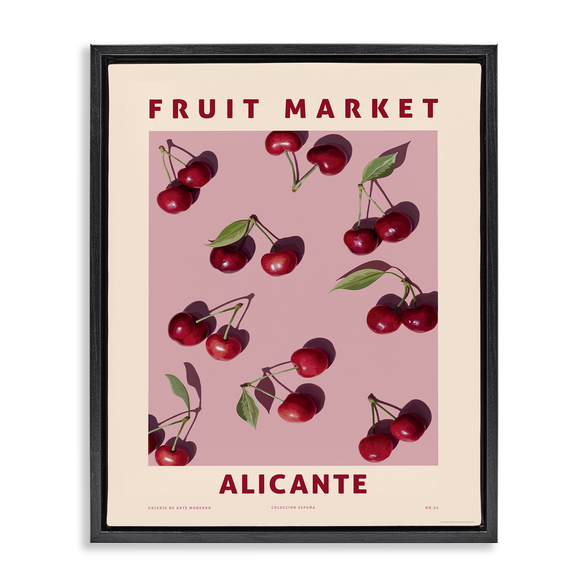 Stupell Industries Fruit Market Cherries Food & Beverage Painting Black Floater Framed Canvas Art Print Wall Art, 17 x 21