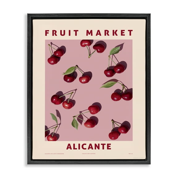 Stupell Industries Fruit Market Cherries Food & Beverage Painting Black Floater Framed Canvas Art Print Wall Art, 17 x 21