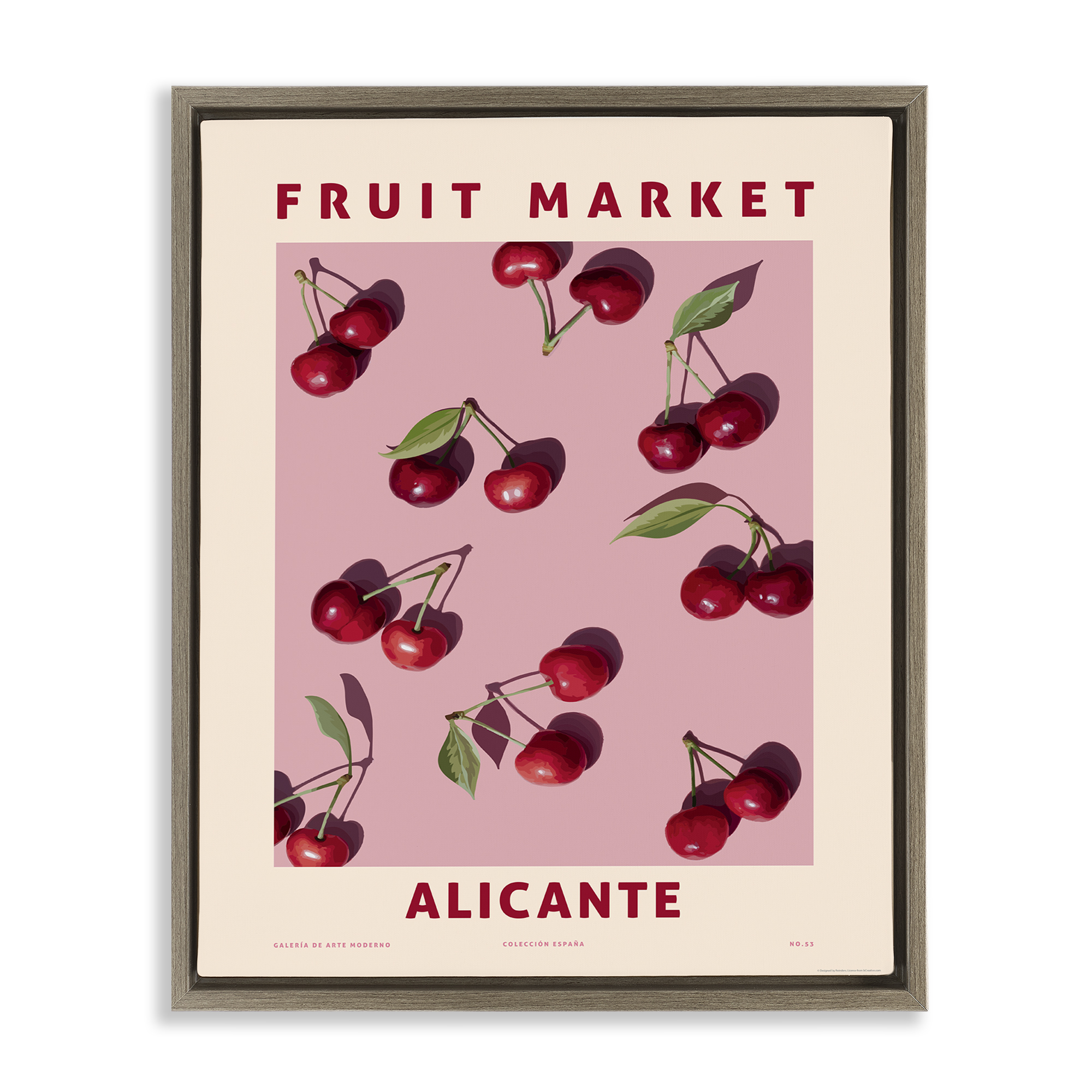 Stupell Industries Fruit Market Cherries Food & Beverage Painting Brown Floater Framed Canvas Art Print Wall Art, 17 x 21