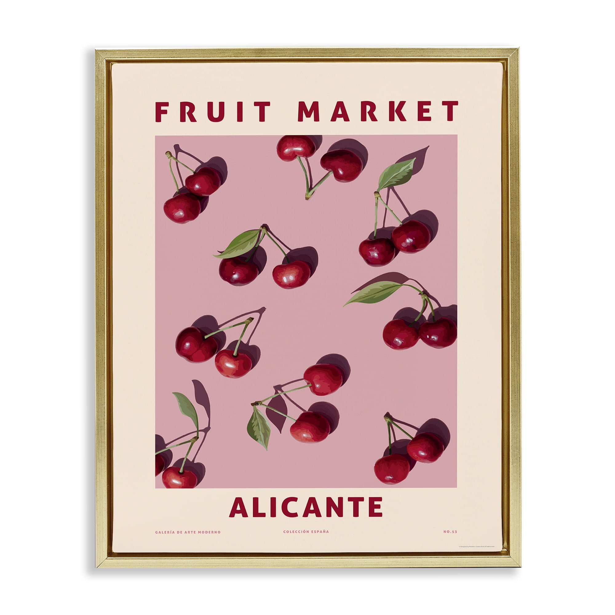 Stupell Industries Fruit Market Cherries Food & Beverage Painting Gold Floater Framed Canvas Art Print Wall Art, 25 x 31