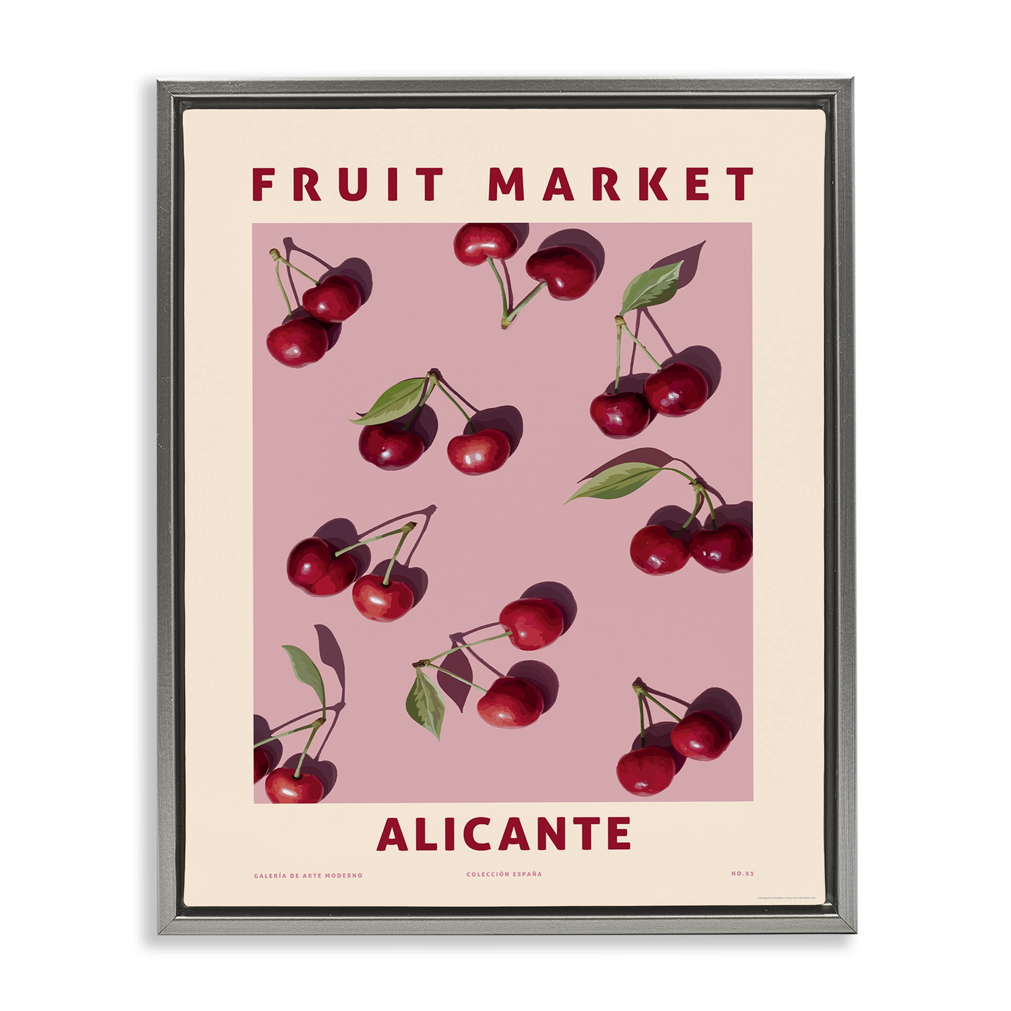 Stupell Industries Fruit Market Cherries Food & Beverage Painting Gray Floater Framed Canvas Art Print Wall Art, 17 x 21