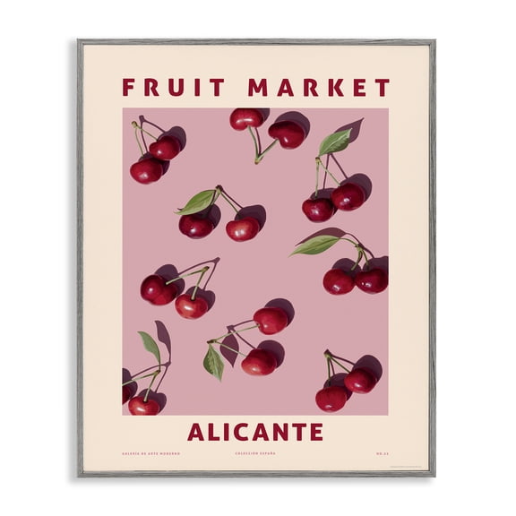 Stupell Industries Fruit Market Cherries Food & Beverage Painting Gray Framed Art Print Wall Art, 11 x 14