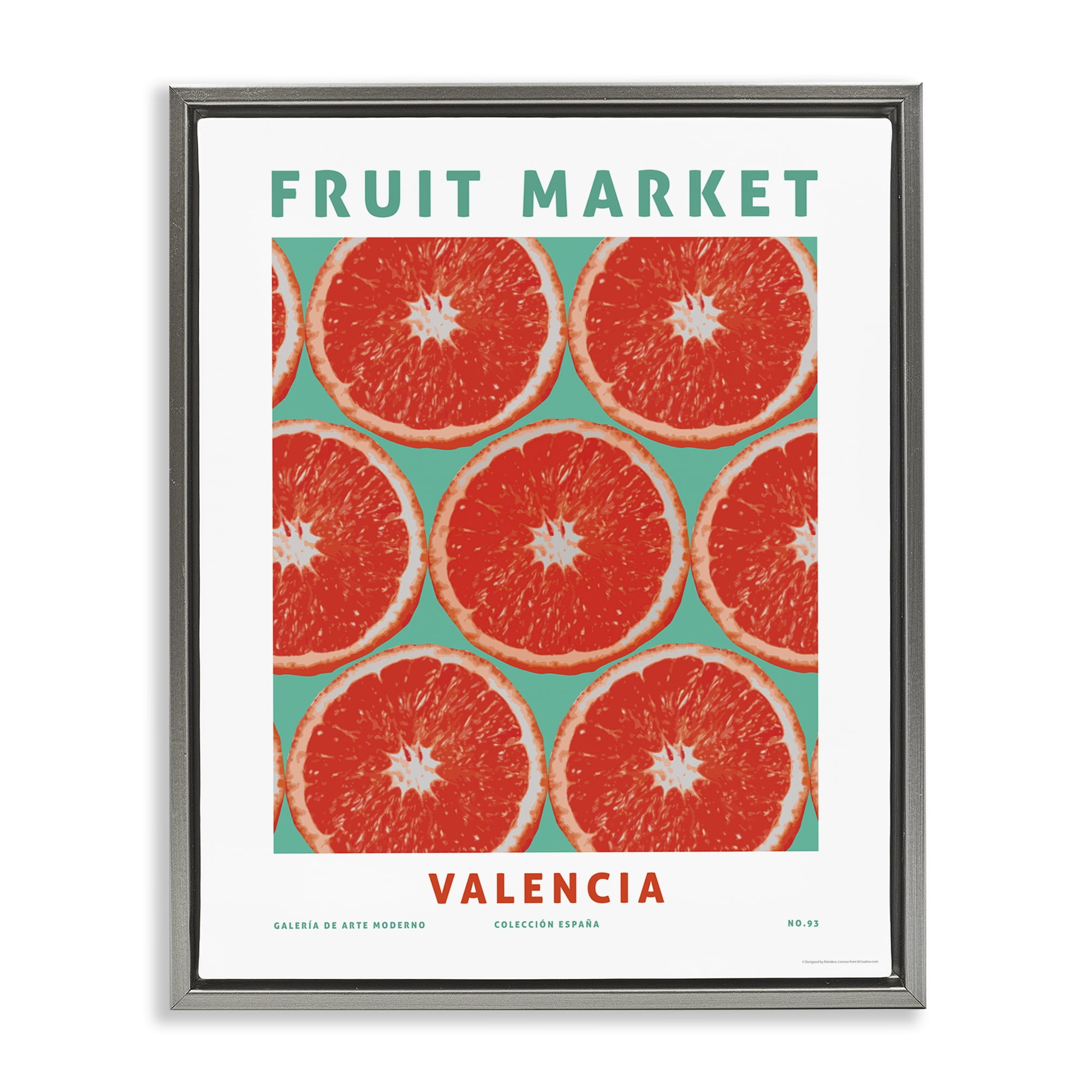Stupell Industries Fruit Market Grapefruit Food & Beverage Painting Gray Floater Framed Canvas Art Print Wall Art, 17 x 21